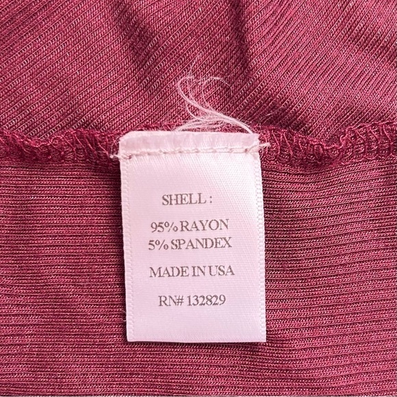 Lovers and Friends Venetian Dress Ribbed Burgundy Bodycon Long Sleeve Ruched M - Picture 12 of 13